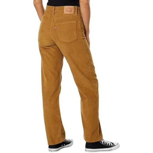Levis 94 Baggy Corduroy Pants Size 24 Mid Rise Loose Fit Straight Leg Tan Womens - Picture 2 of 15